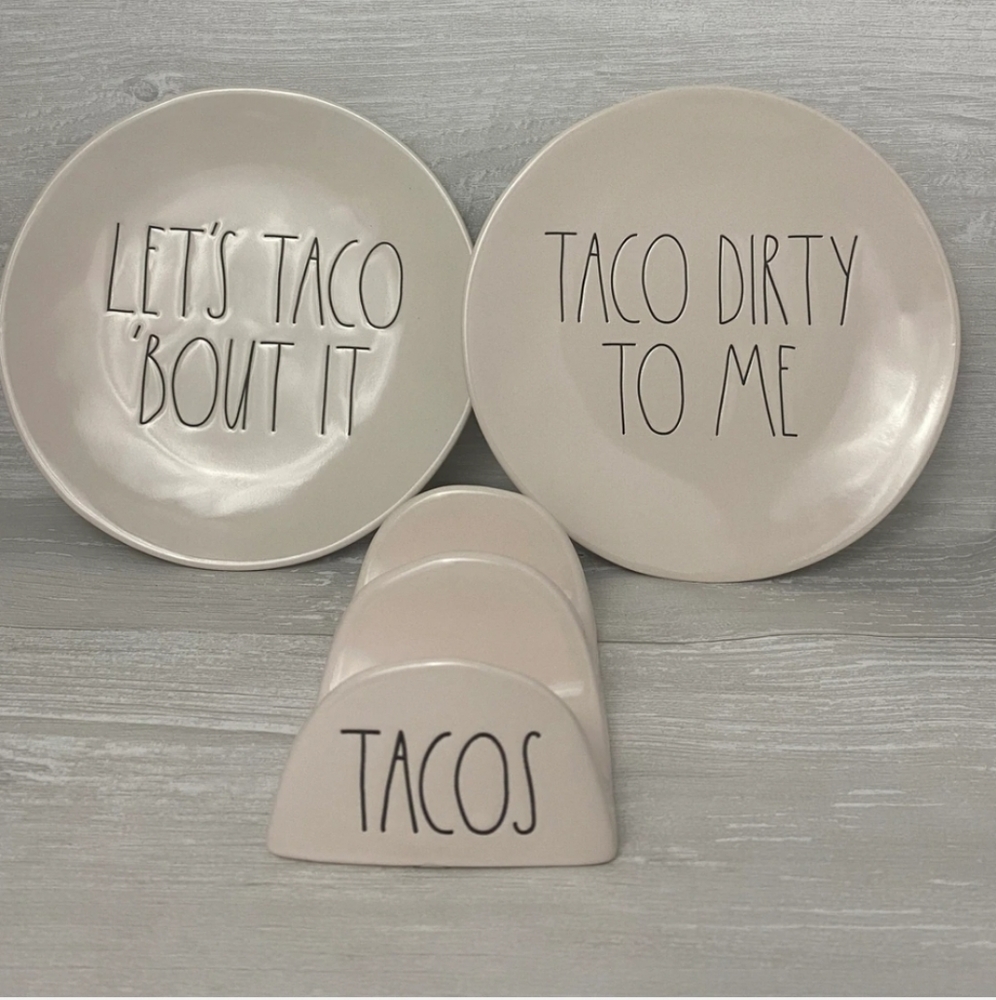 NEW Rae Dunn Taco Holders and Plates